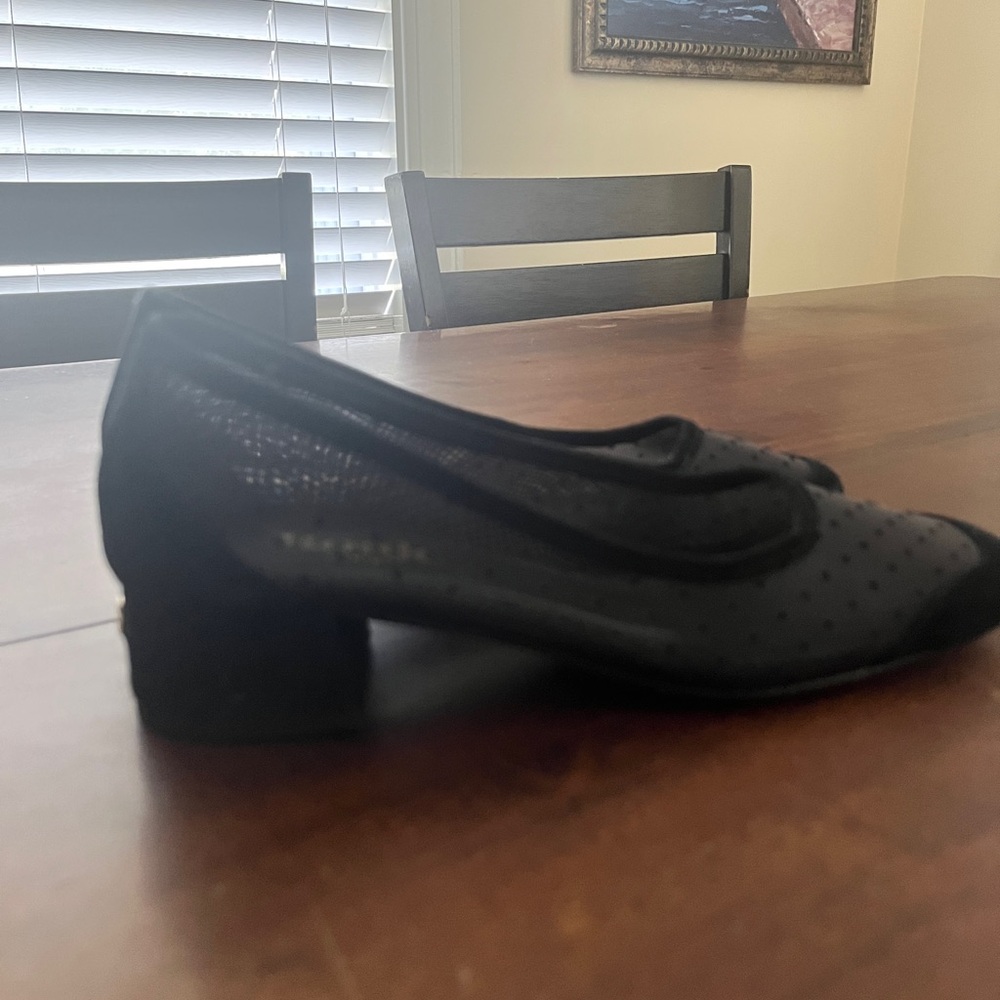 Rouje Black Mesh Block Heel Shoes - Picture 8 of 16
